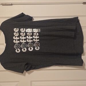 Gray Graphic Tee with Coffee Print